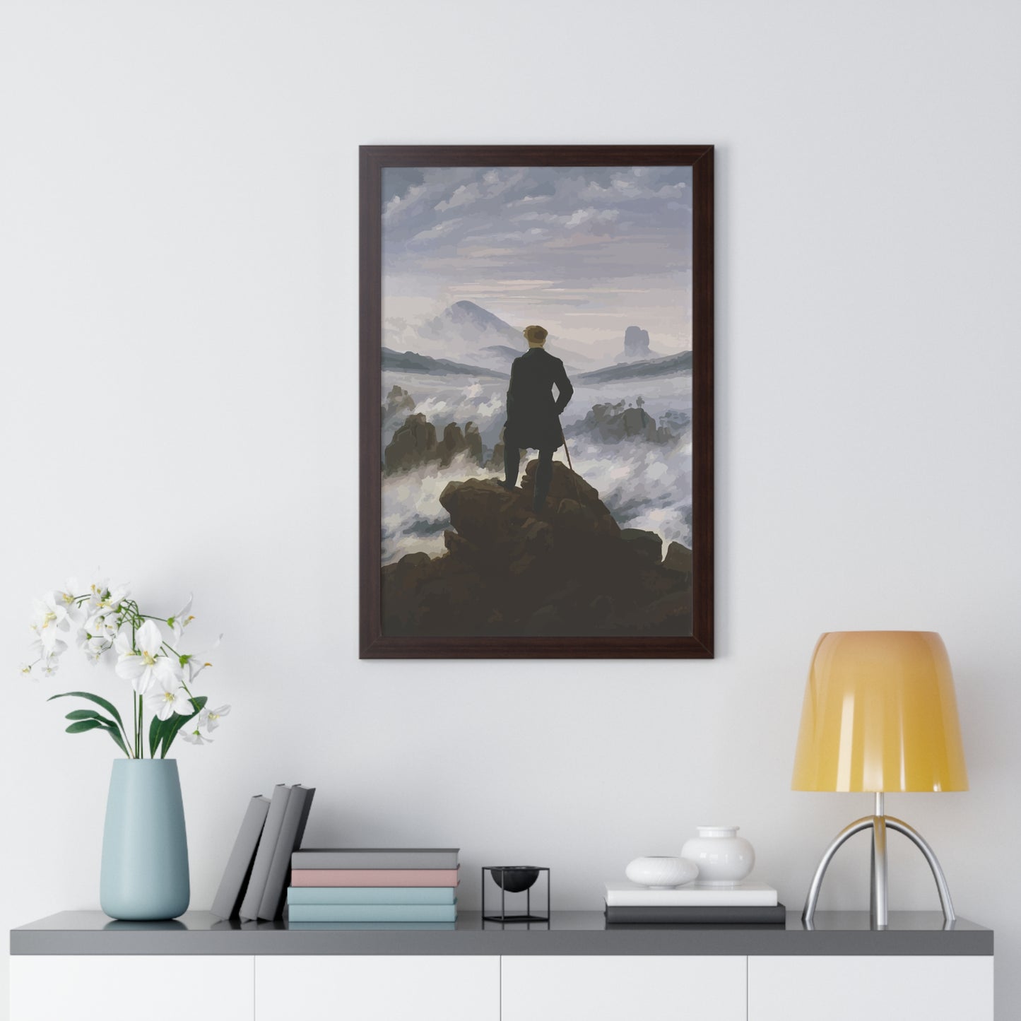 Historical Wanderer above the Fog Framed Painting Framed