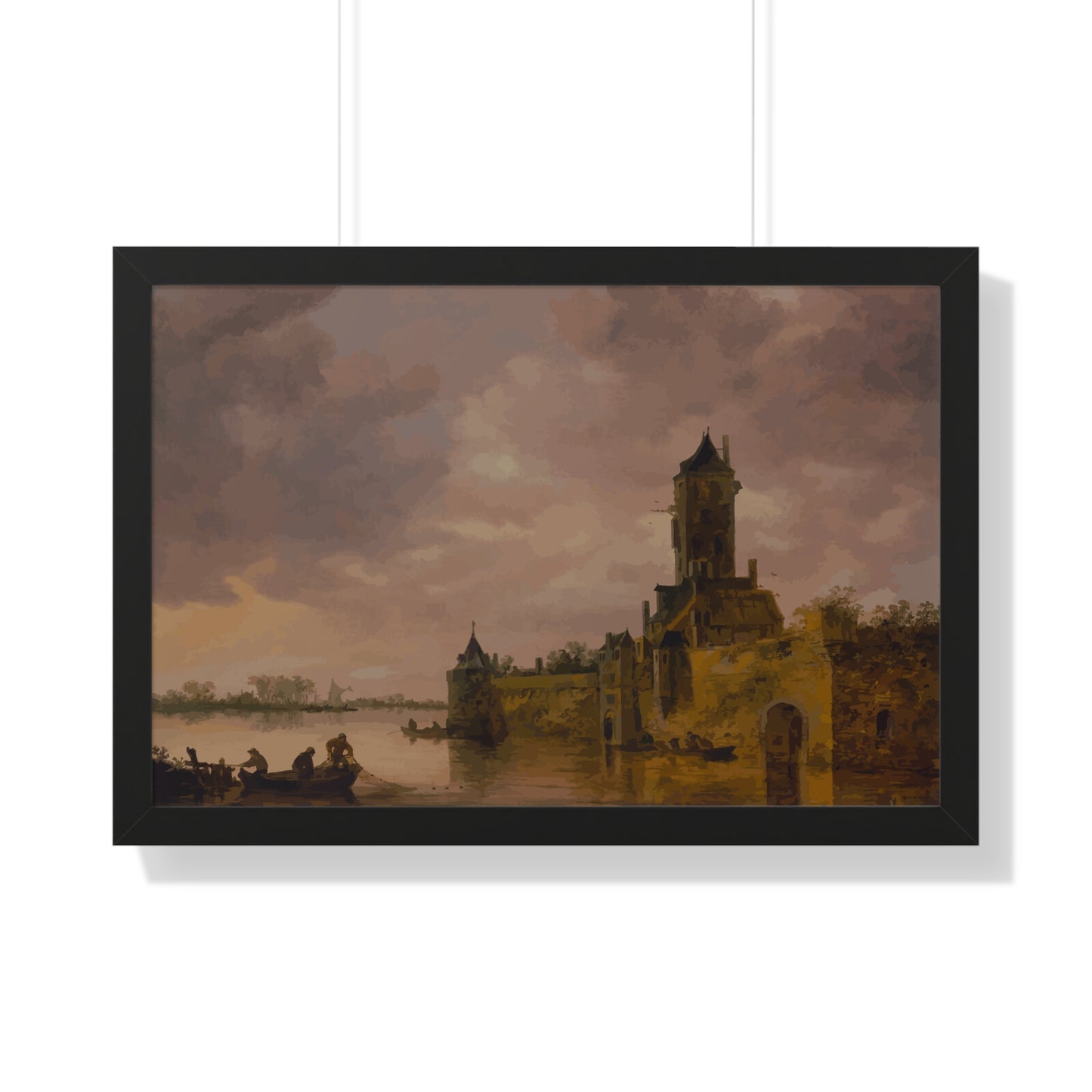 Castle by the Lake Framed Painting Poster