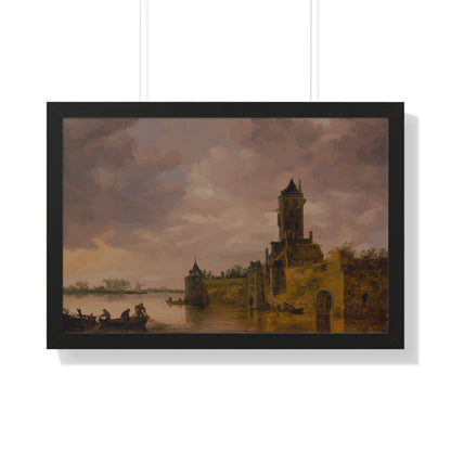 Castle by the Lake Framed Painting Poster