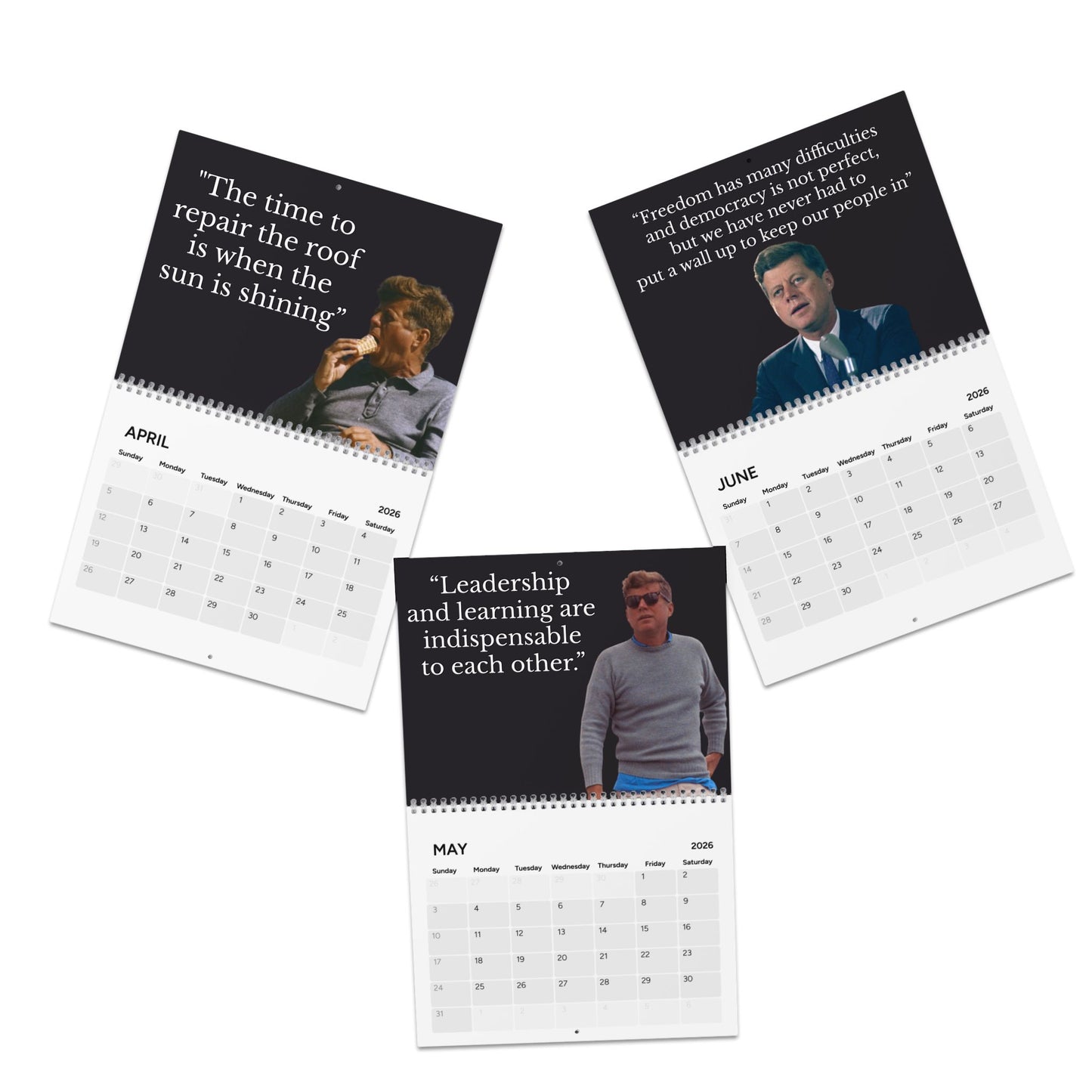 President John F. Kennedy Quote (Grid Style) 2026 Calendar