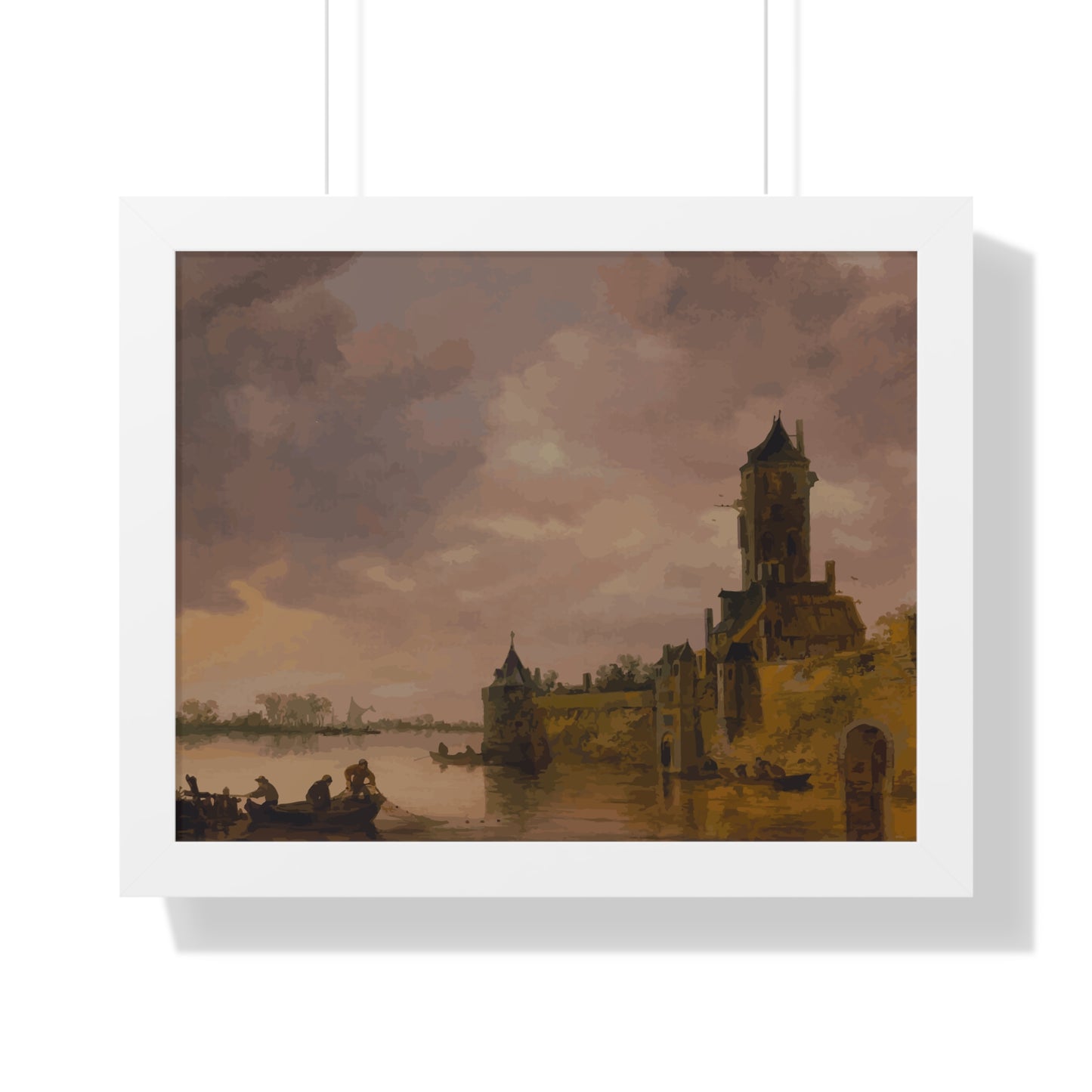 Castle by the Lake Framed Painting Poster