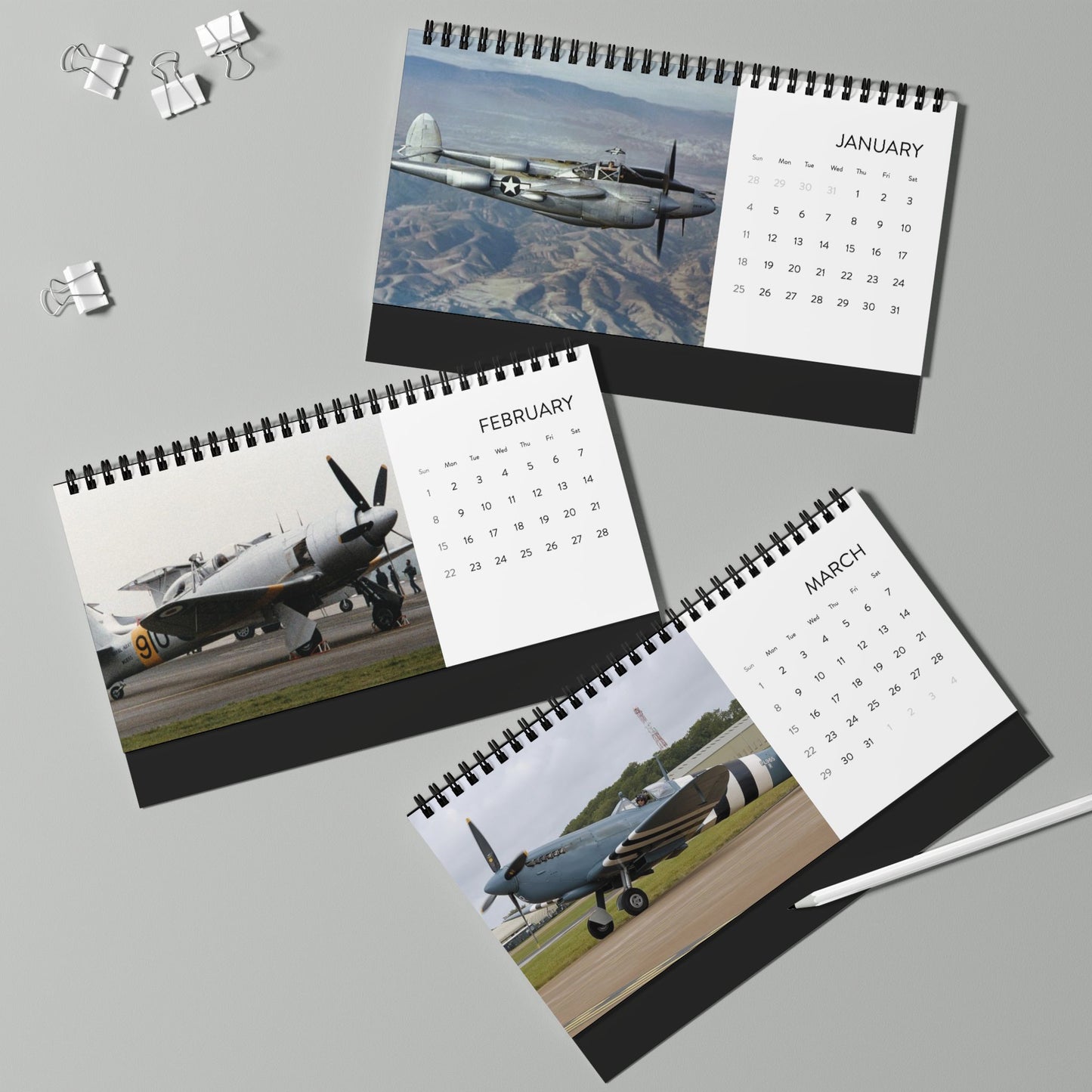 Vintage World War 2 Aircraft 2026 Desktop Calendar