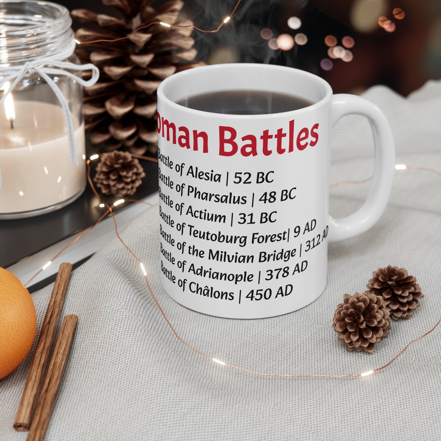 Roman History Mug with Battle Dates for History Enthusiasts