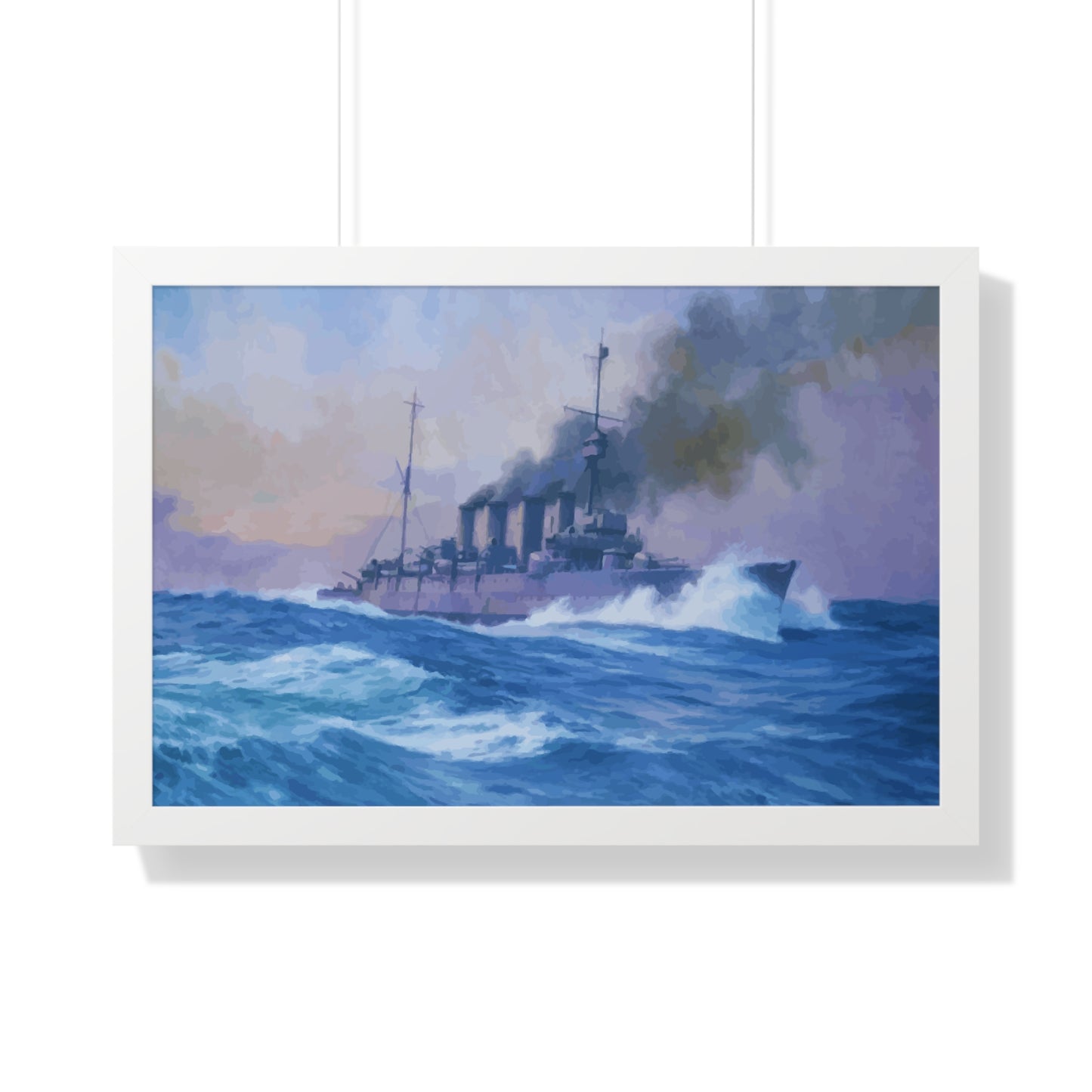 HMS Southampton at the Battle of Jutland Framed Painting Poster