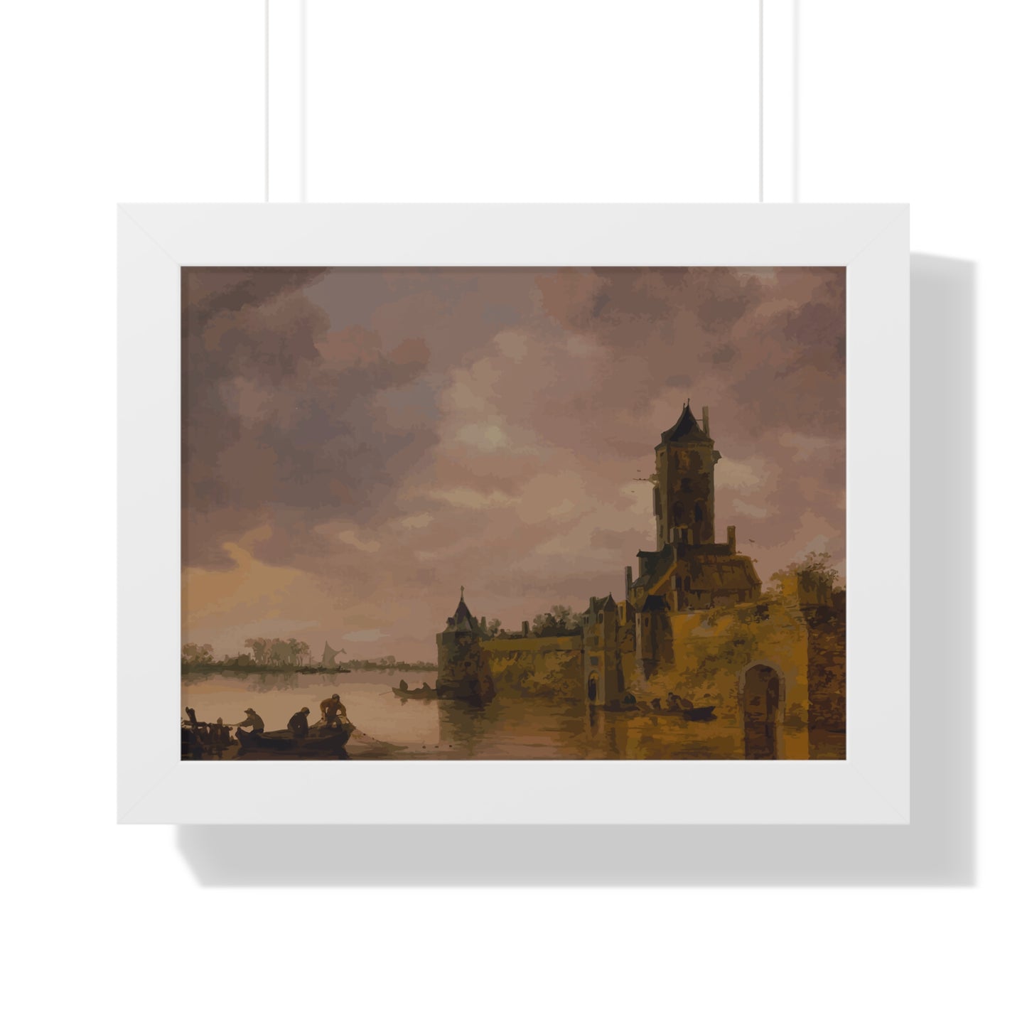 Castle by the Lake Framed Painting Poster