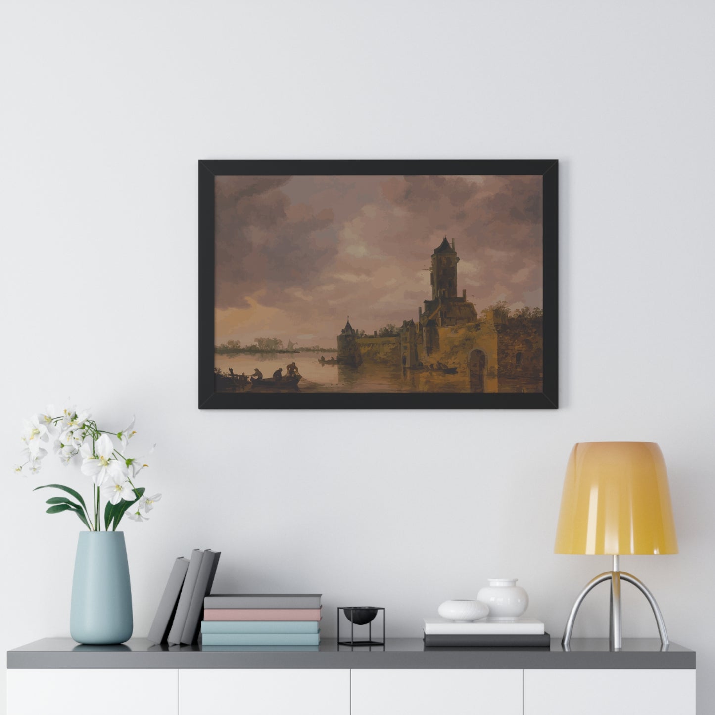 Castle by the Lake Framed Painting Poster