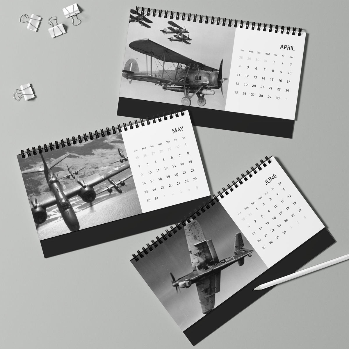 Vintage WW2 Bombers 2027 Desktop Calendar