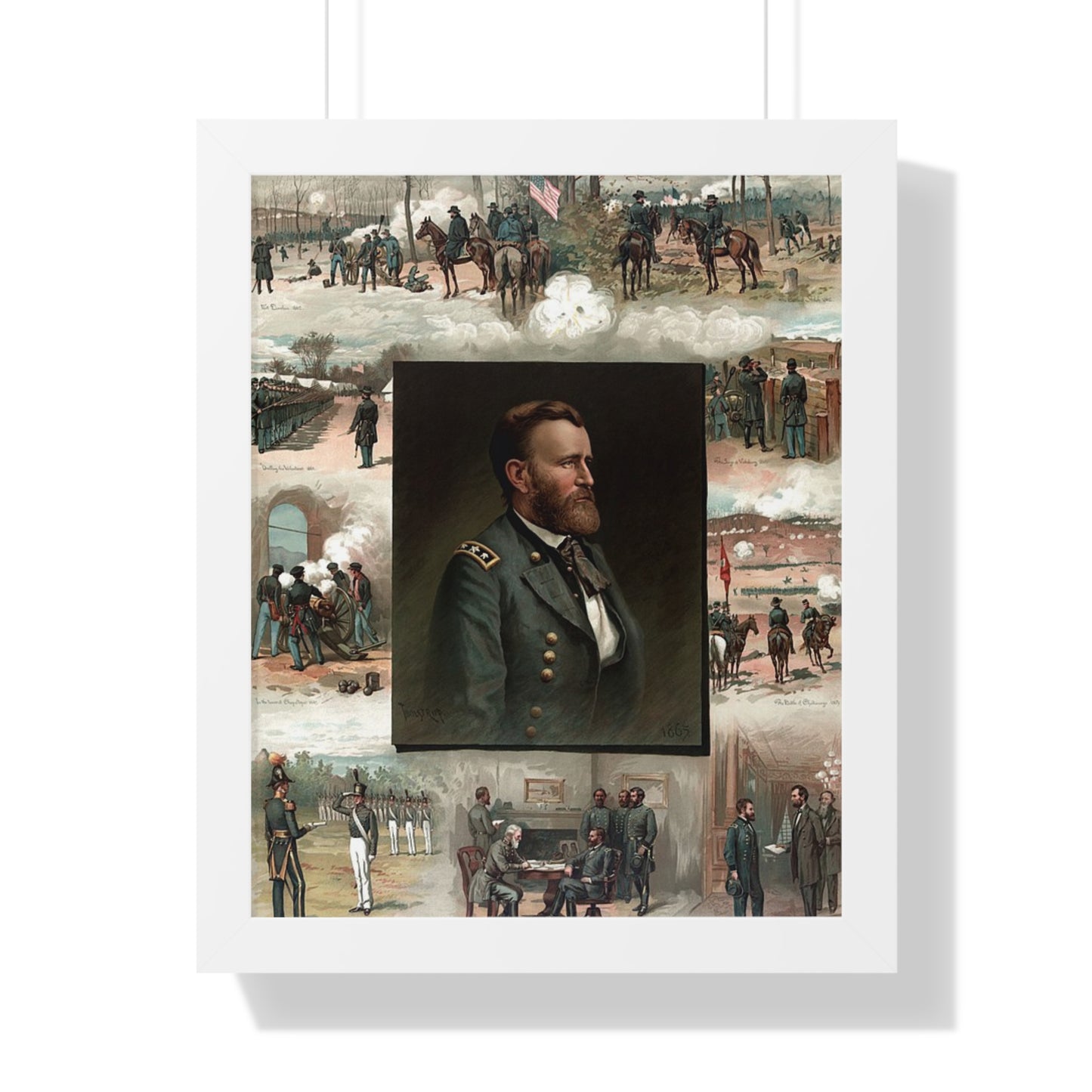 Historical Ulysses S. Grant from West Point to Appomattox Framed Painting Poster