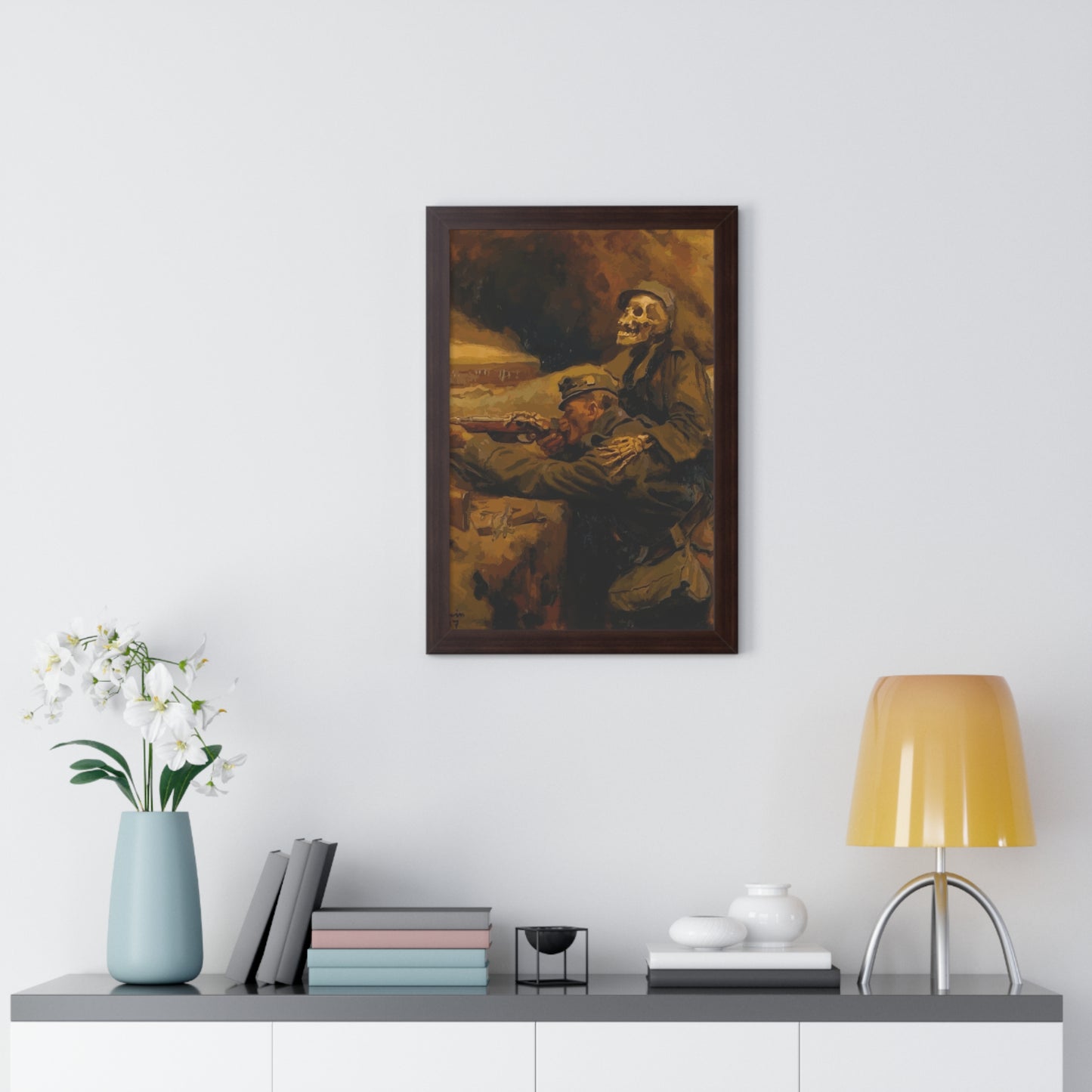 Death and the Soldier Framed Painting Poster