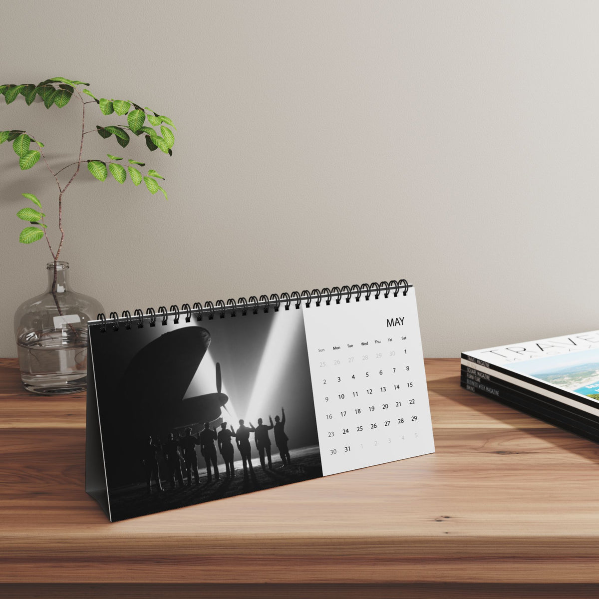 2027 WWII History Desktop Calendar — Grid Monthly Planner