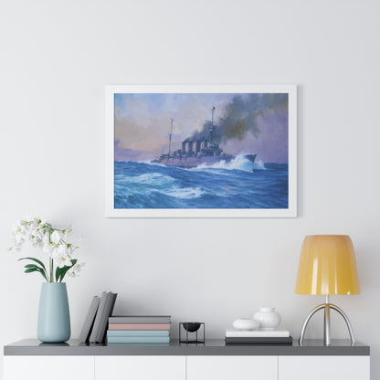 HMS Southampton at the Battle of Jutland Framed Painting Poster