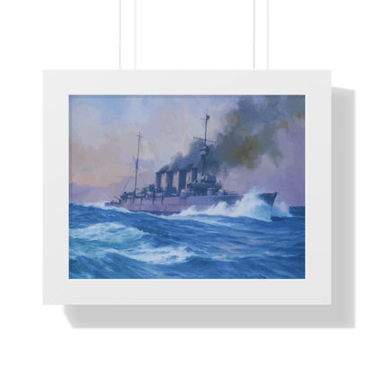 HMS Southampton at the Battle of Jutland Framed Painting Poster