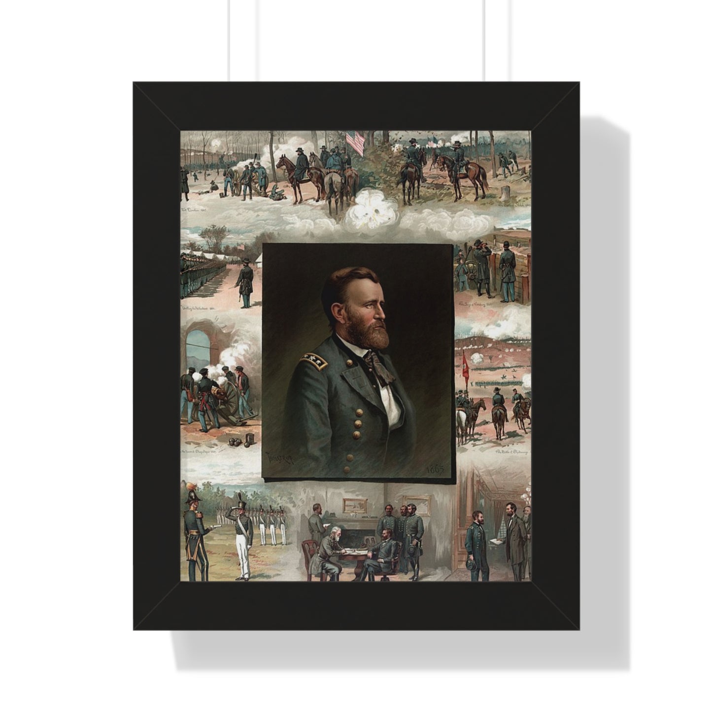 Historical Ulysses S. Grant from West Point to Appomattox Framed Painting Poster