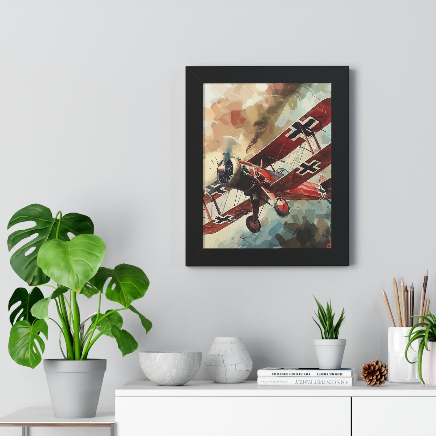 Gerahmtes Poster Red Baron Flugzeug