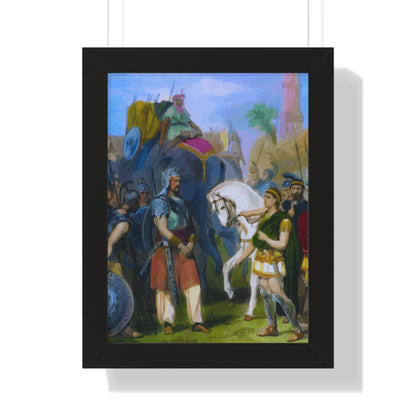 King Porus Surrender to Alexander the Great Framed Painting Poster