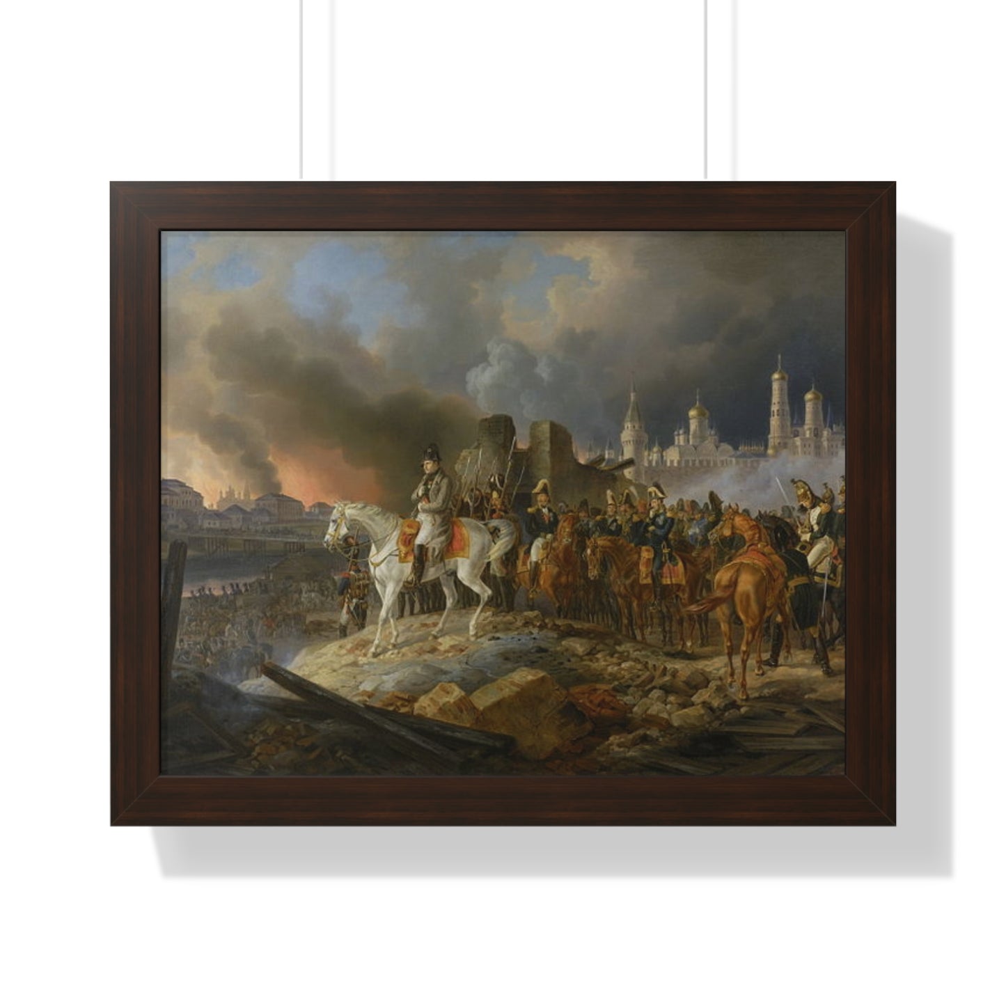 Napoleon Bonaparte in Burning Moscow Framed Painting Poster