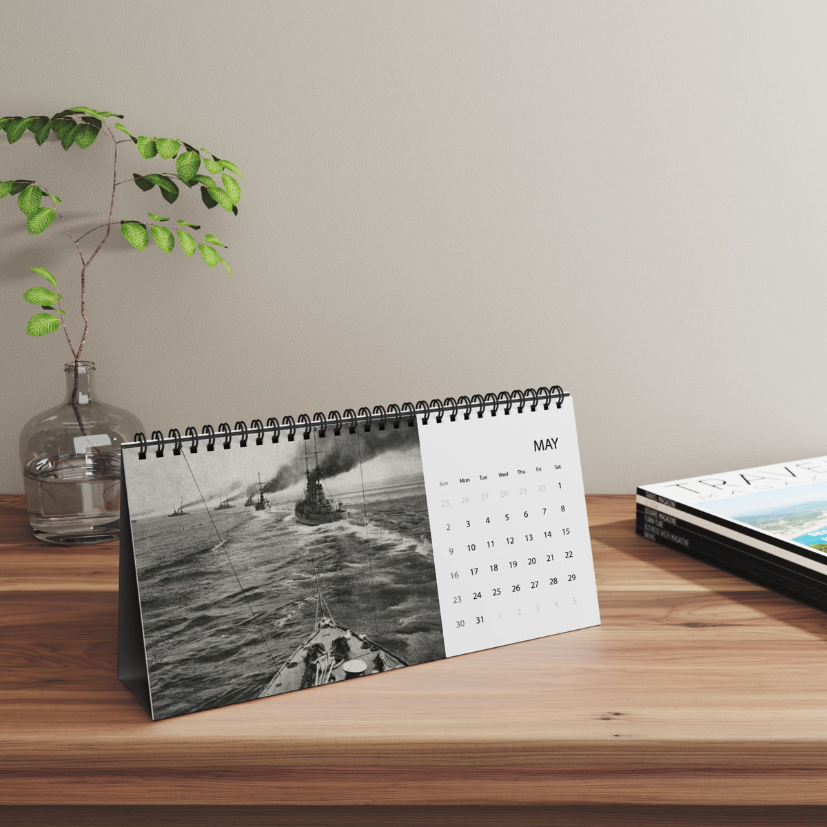 War History Desktop Calendar 2027 — World War I Vintage Photo Grid Calendar