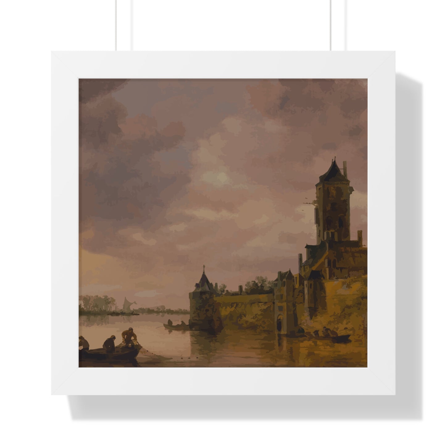 Castle by the Lake Framed Painting Poster