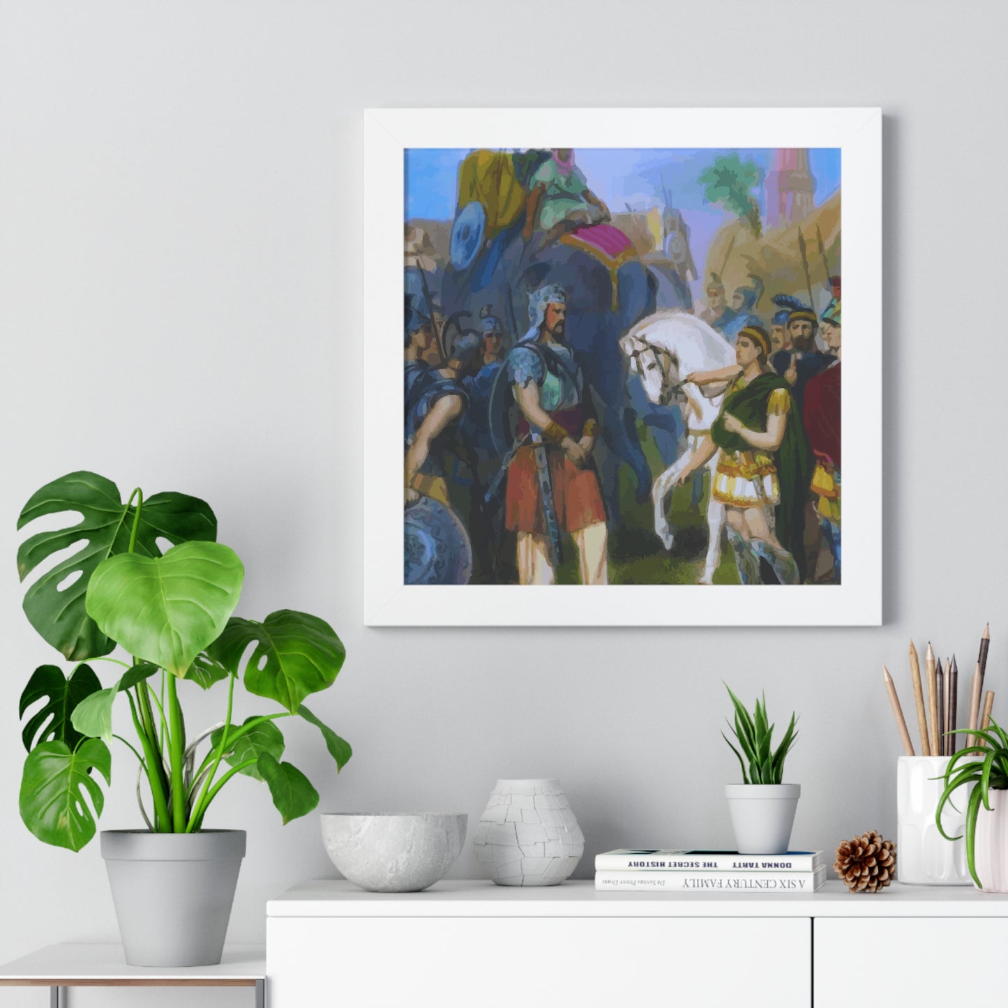 King Porus Surrender to Alexander the Great Framed Painting Poster