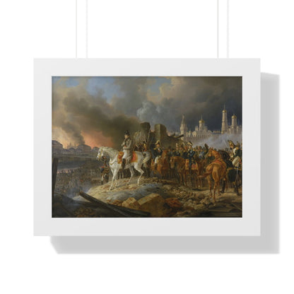 Napoleon Bonaparte in Burning Moscow Framed Painting Poster