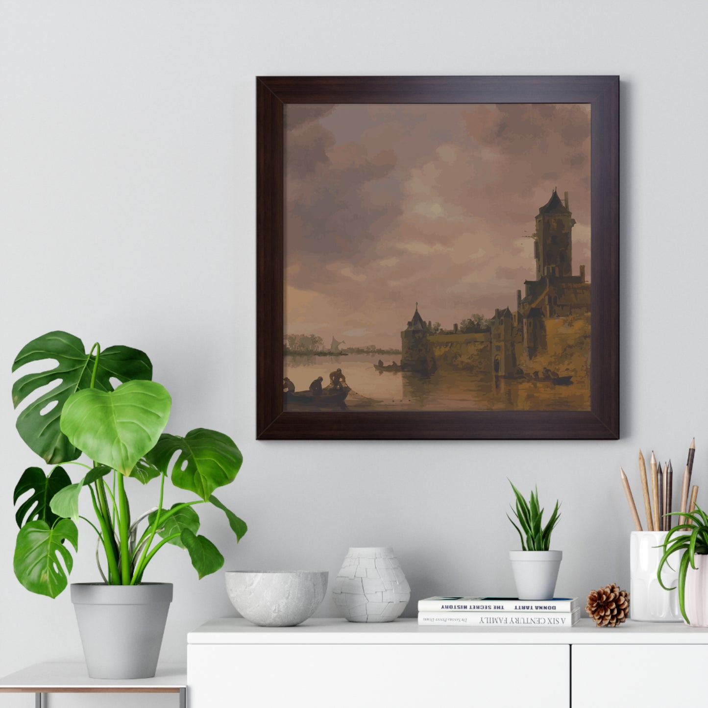 Castle by the Lake Framed Painting Poster