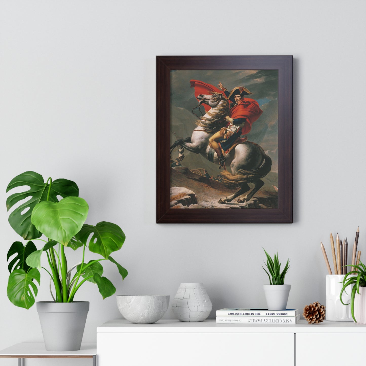 Historical Napoleon Bonaparte at the Great St. Bernard Mountain Alps Painting Poster