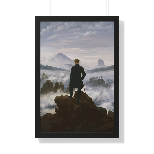 Historical Wanderer above the Fog Framed Painting Framed