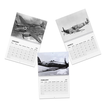 Vintage WW2 Black & White Aircraft 2027 Wall Calendar