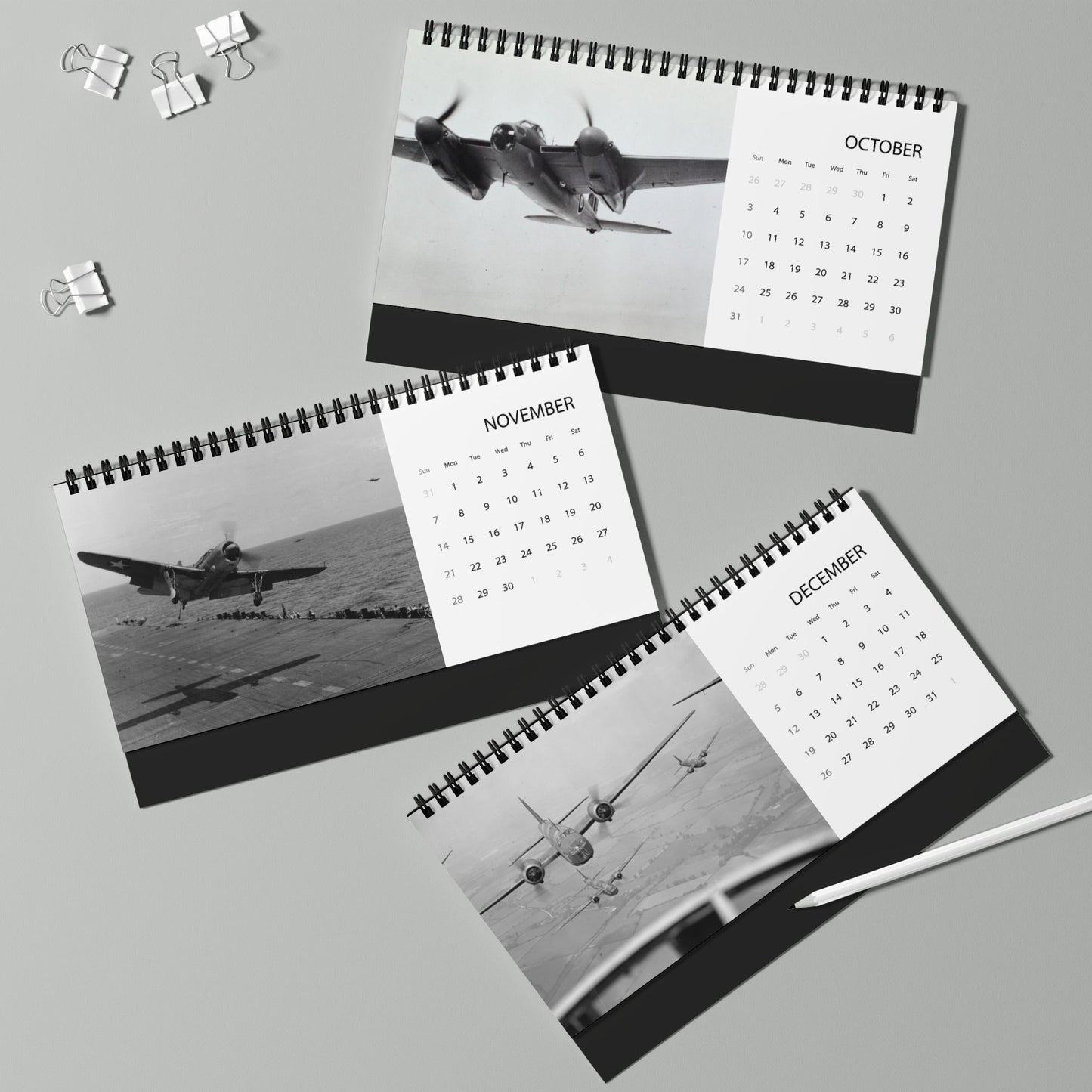 Vintage WW2 Bombers 2027 Desktop Calendar