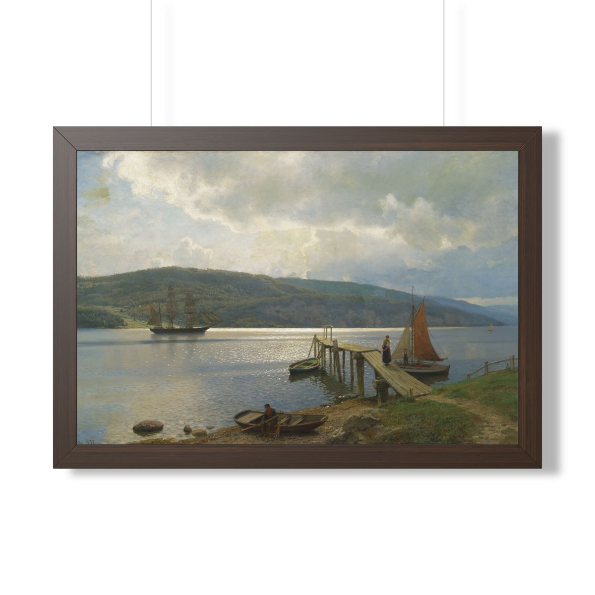 The Jetty at Feste near Moss Framed Print | Hans Gude