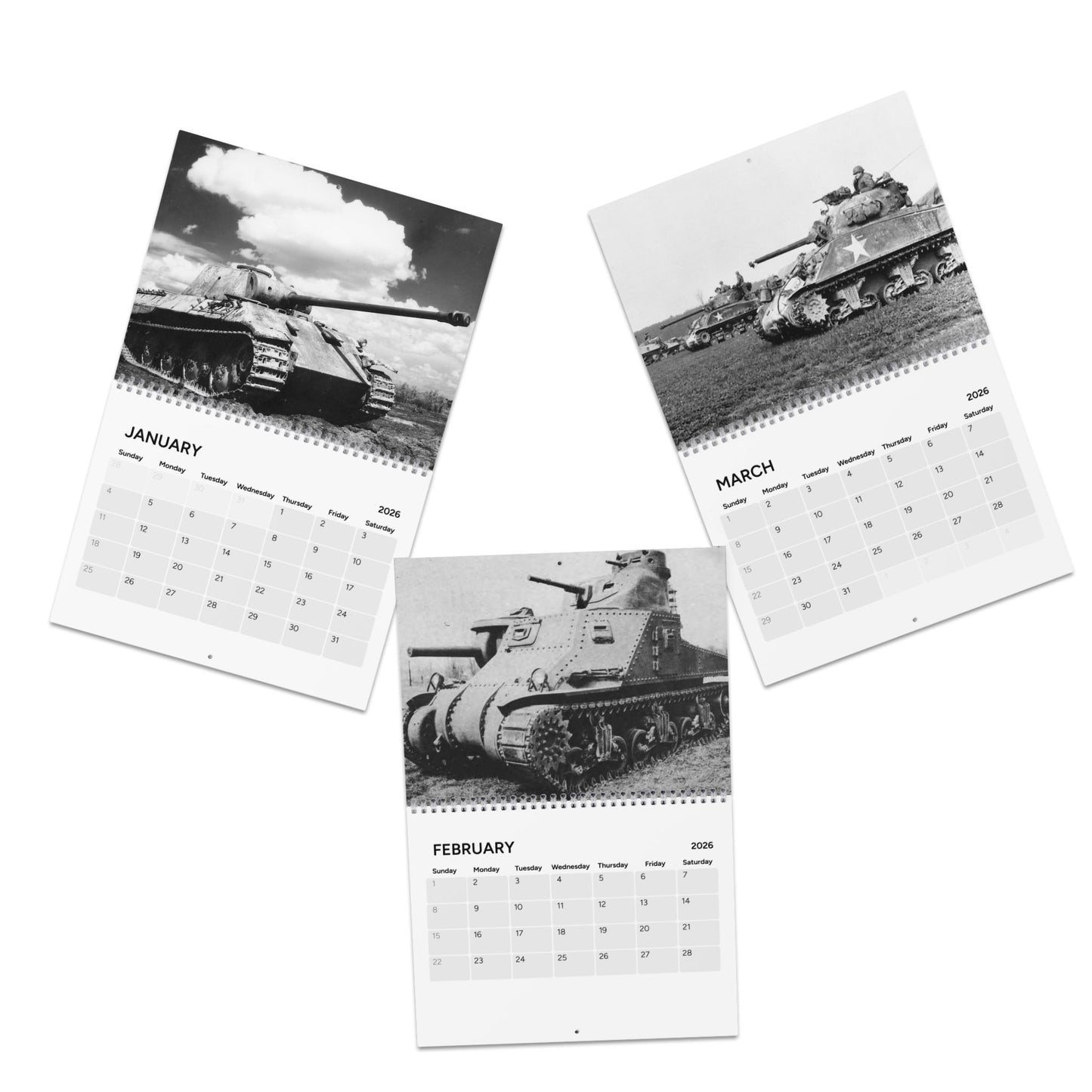 Vintage World War 2 Tank (Grid Style) Calendar