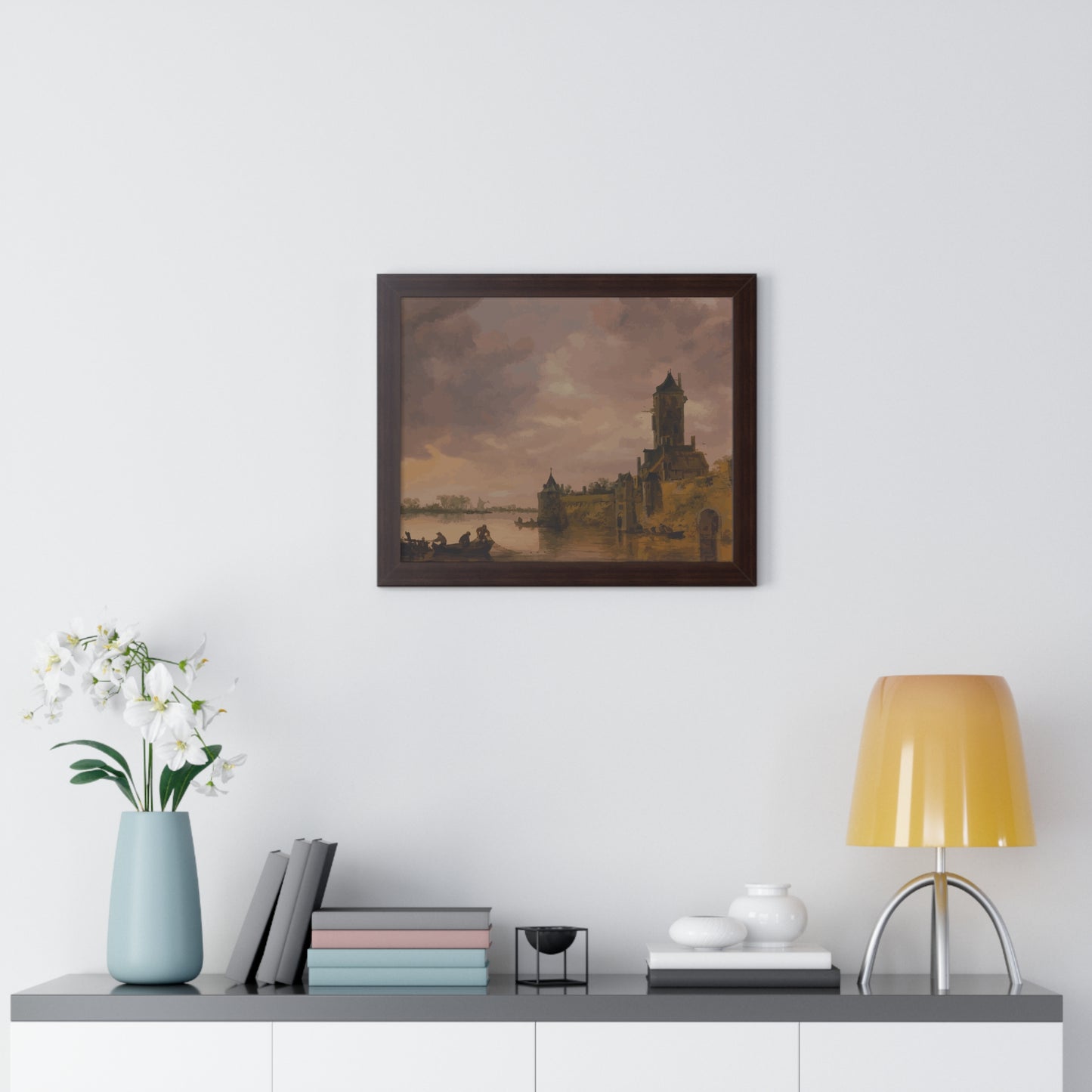 Castle by the Lake Framed Painting Poster