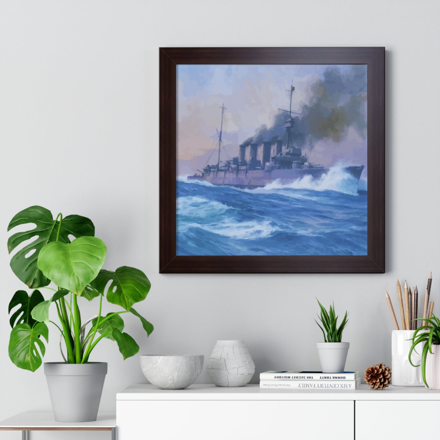 HMS Southampton at the Battle of Jutland Framed Painting Poster