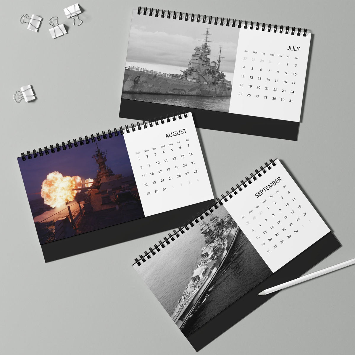 World War II Battleships 2027 Desktop Calendar