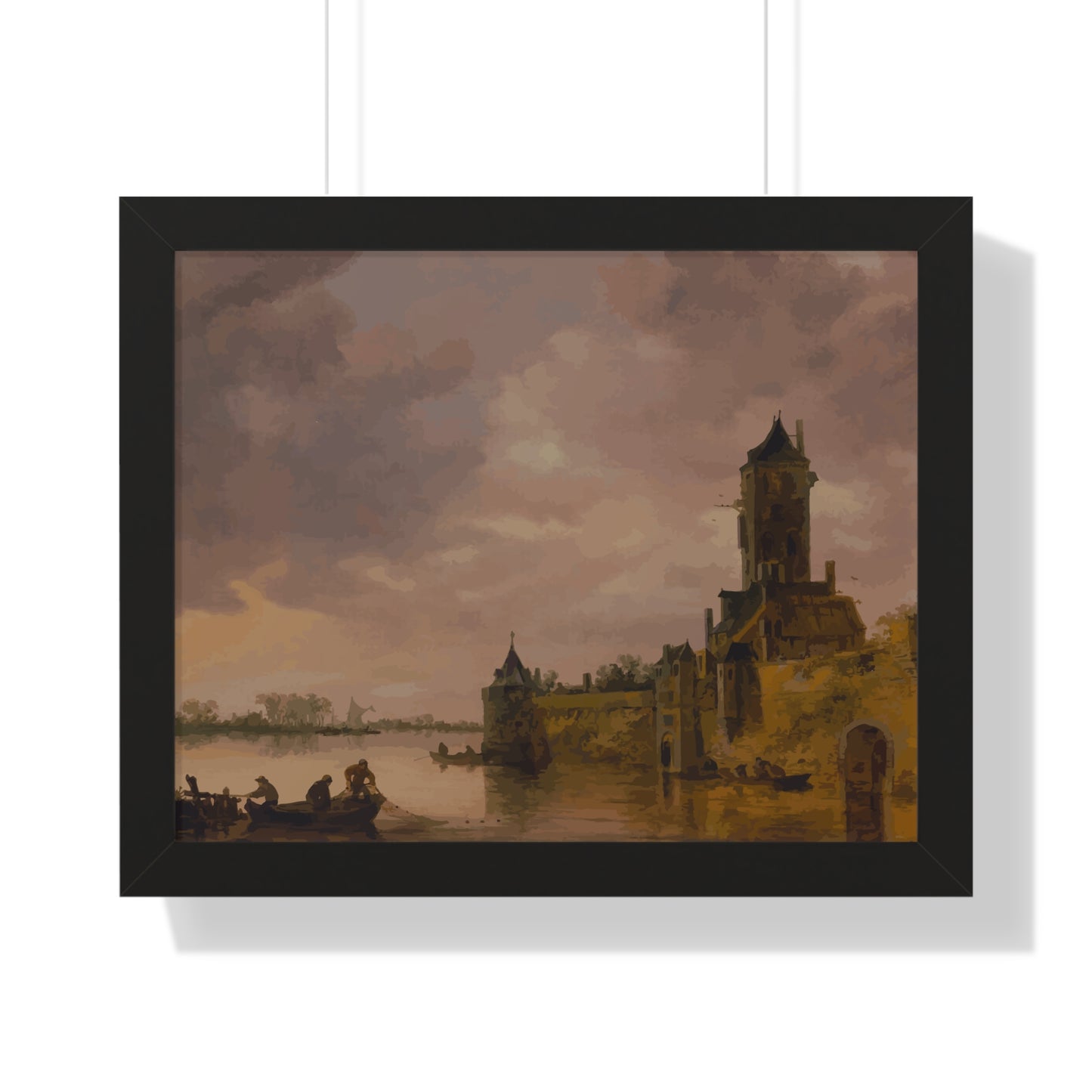 Castle by the Lake Framed Painting Poster