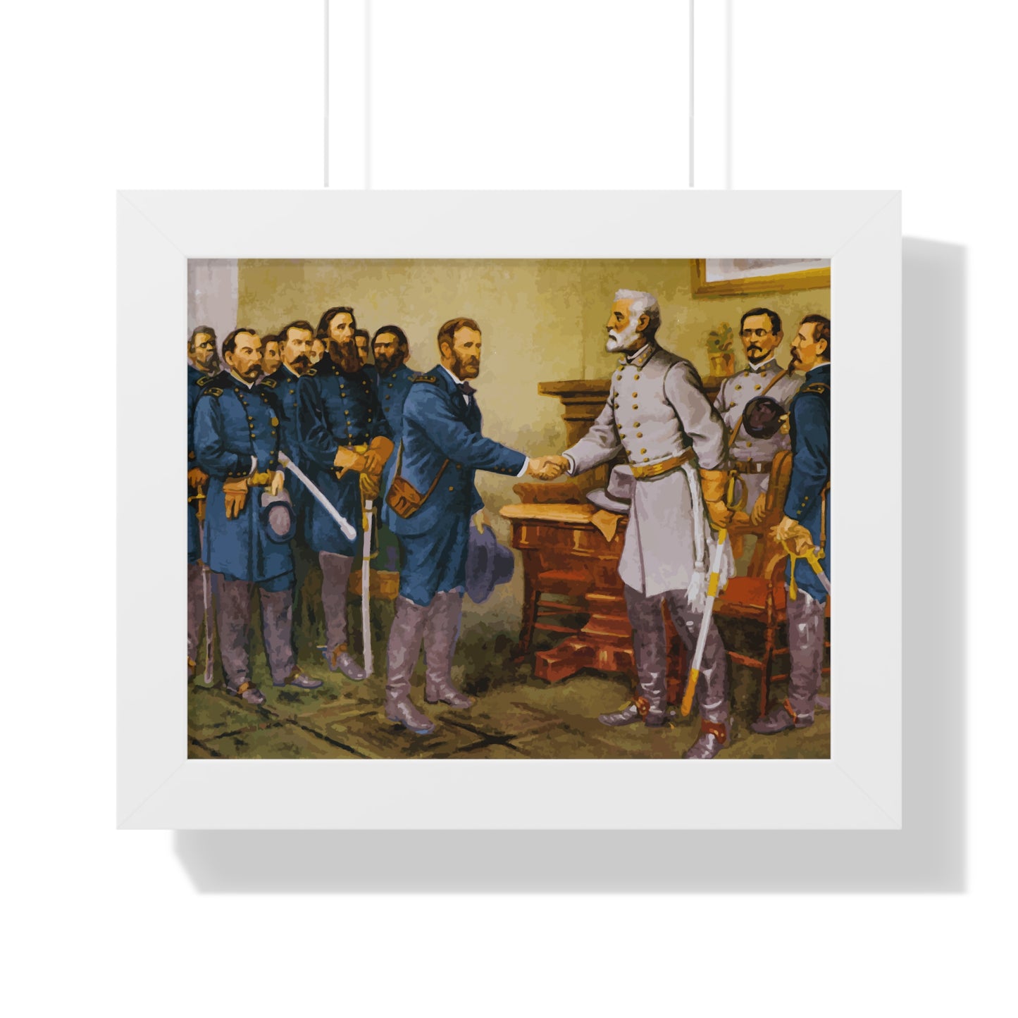 General Robert E. Lee surrenders at Appomattox Court House Framed Painting Poster