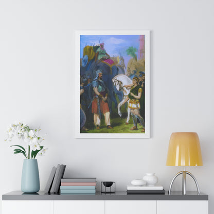 King Porus Surrender to Alexander the Great Framed Painting Poster