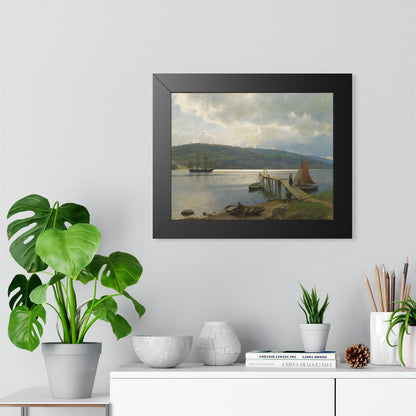 The Jetty at Feste near Moss Framed Print | Hans Gude