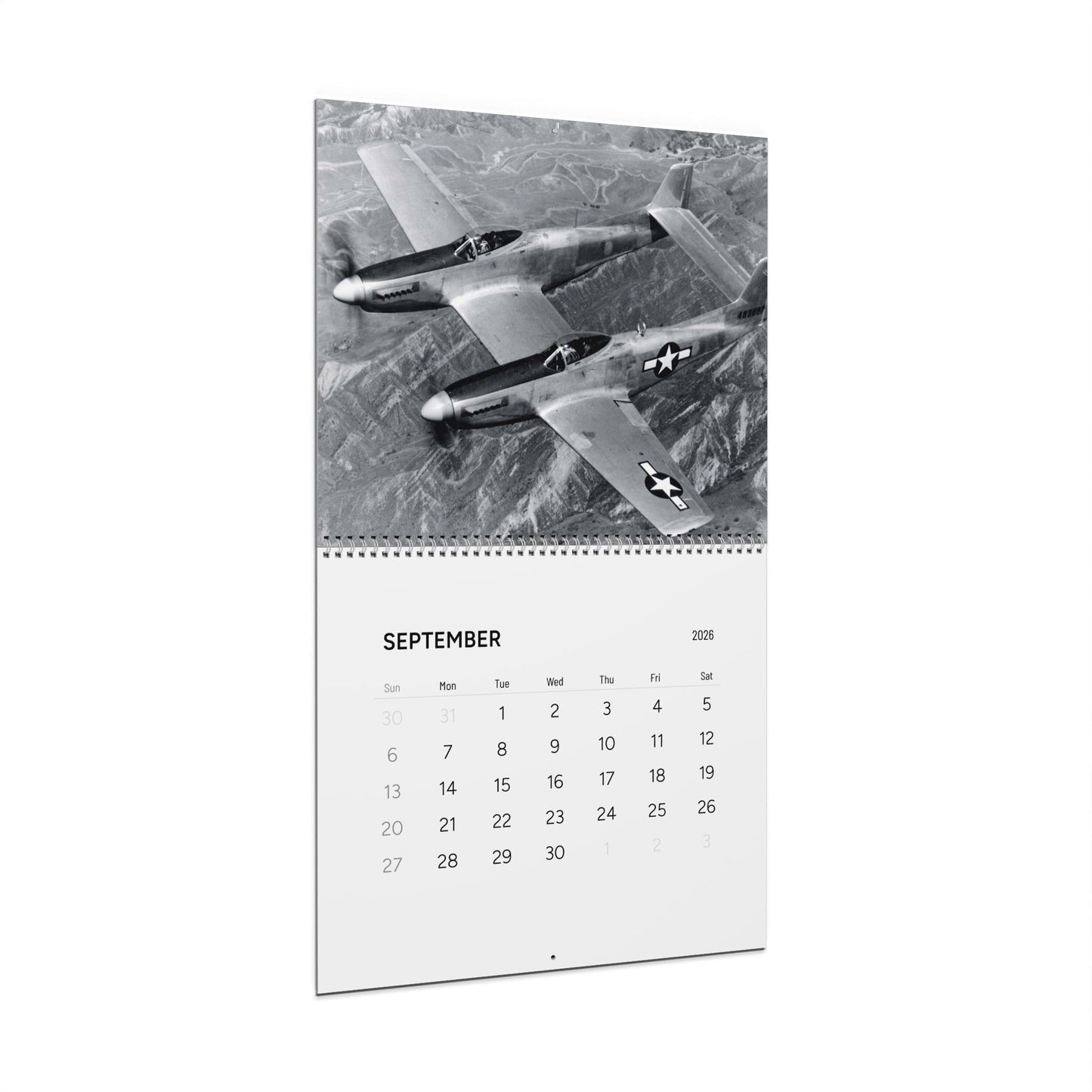 Vintage Black and White World War 2 Aircraft Calendar