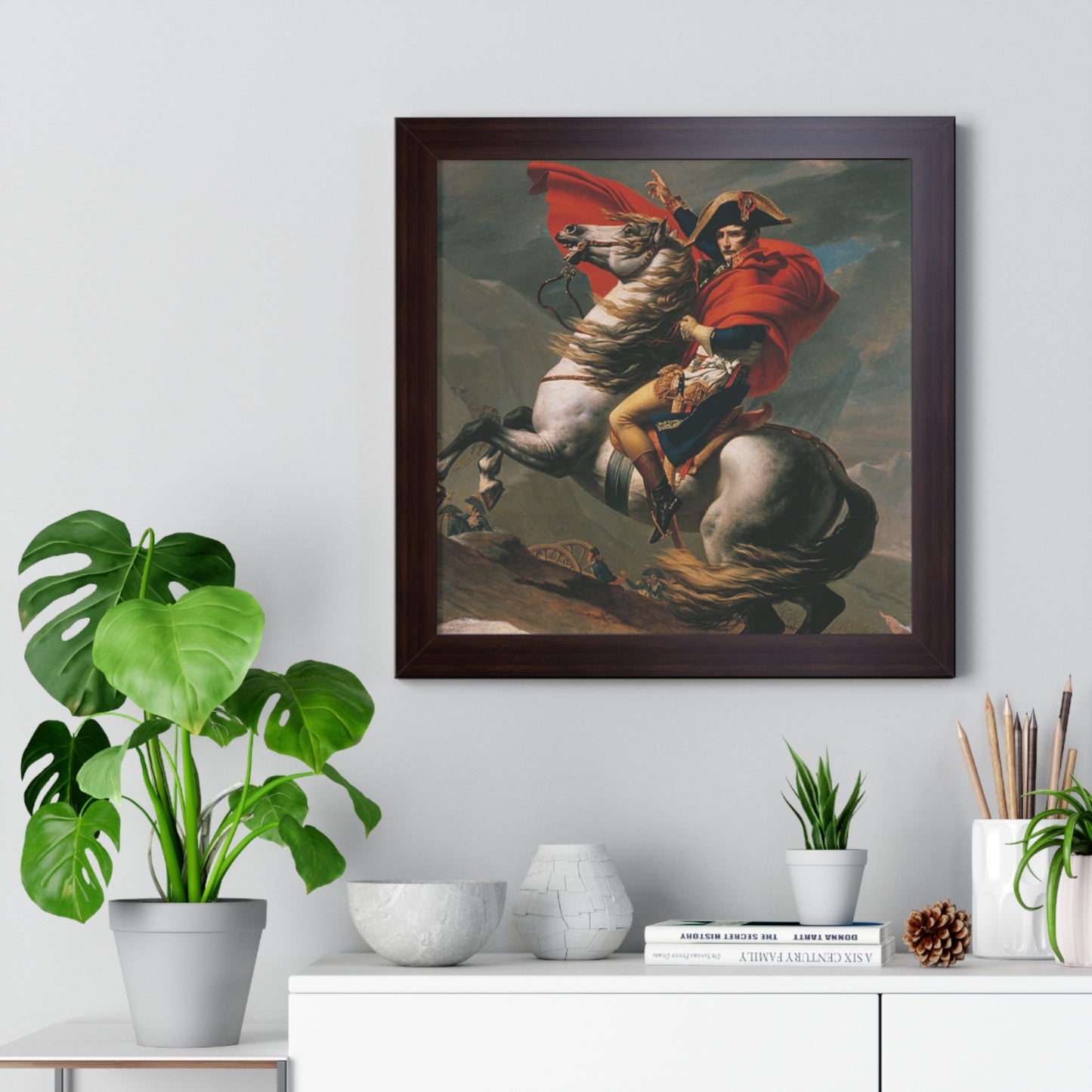 Historical Napoleon Bonaparte at the Great St. Bernard Mountain Alps Painting Poster