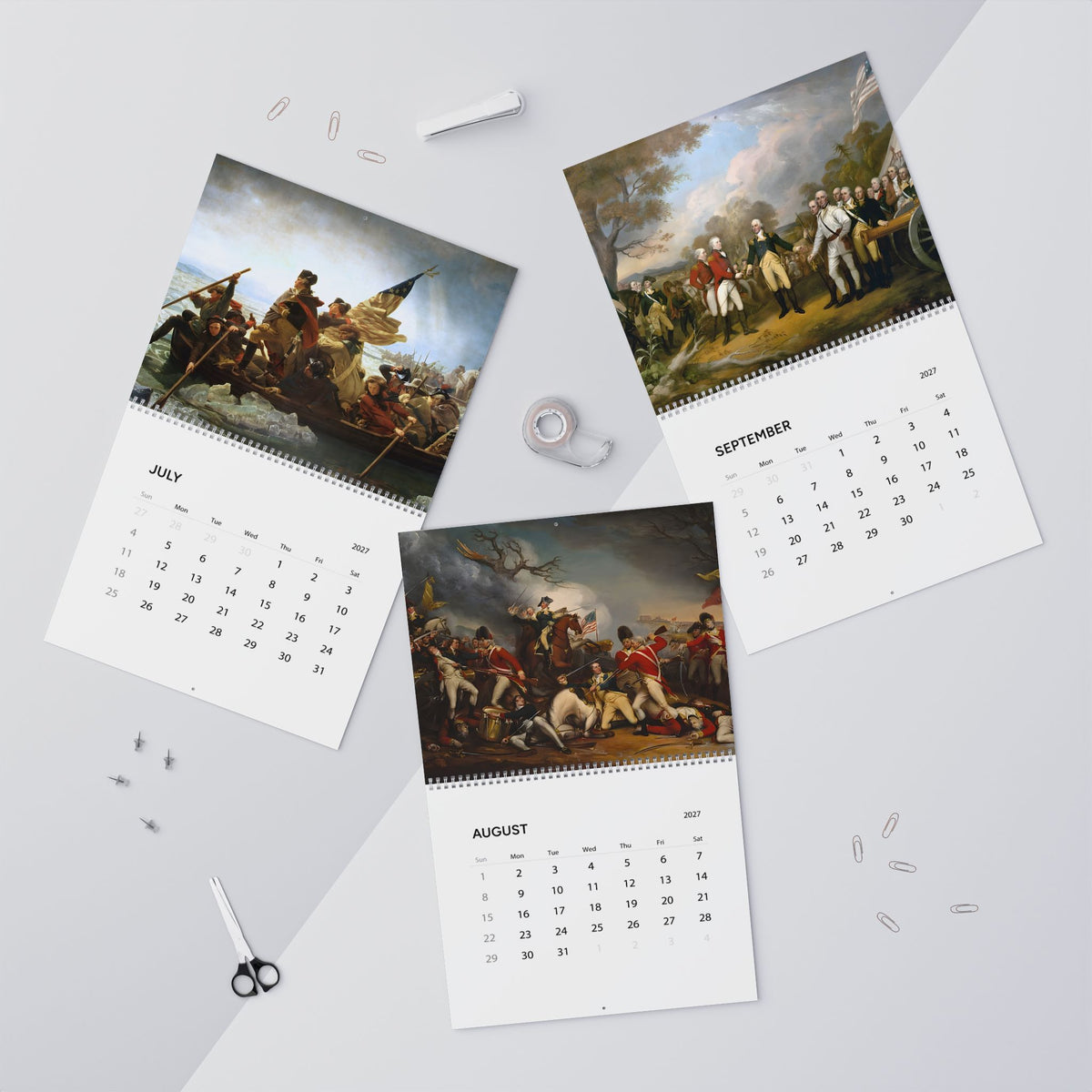 Historical Paintings Wall Calendar 2027 — American Revolution Art Calendar