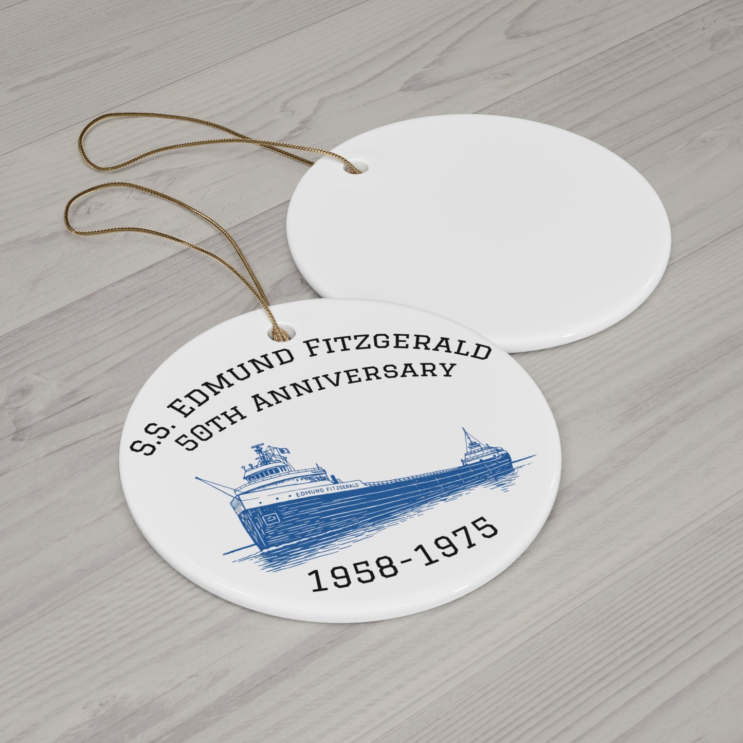 S.S. Edmund Fitzgerald 50th Anniversary Ceramic Ornament