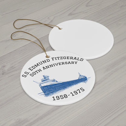 S.S. Edmund Fitzgerald 50th Anniversary Ceramic Ornament