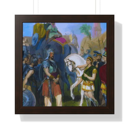 King Porus Surrender to Alexander the Great Framed Painting Poster