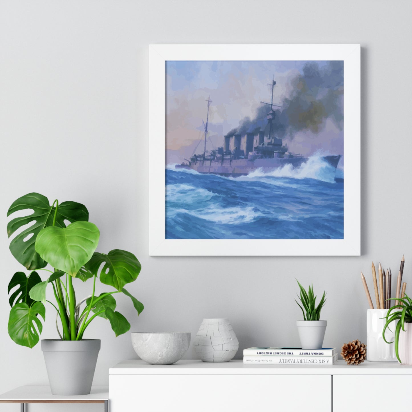 HMS Southampton at the Battle of Jutland Framed Painting Poster