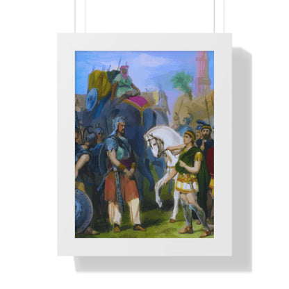 King Porus Surrender to Alexander the Great Framed Painting Poster