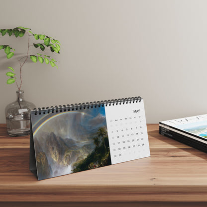 2027 Scenic Landscape Desktop Calendar (Grid Layout)