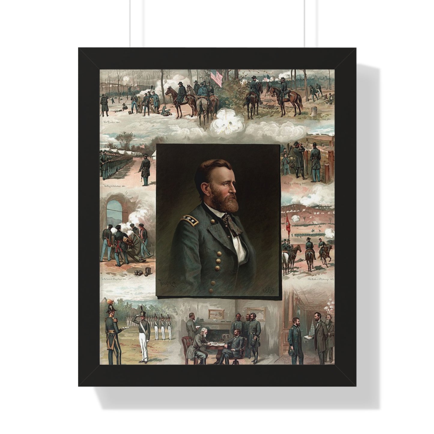 Historical Ulysses S. Grant from West Point to Appomattox Framed Painting Poster