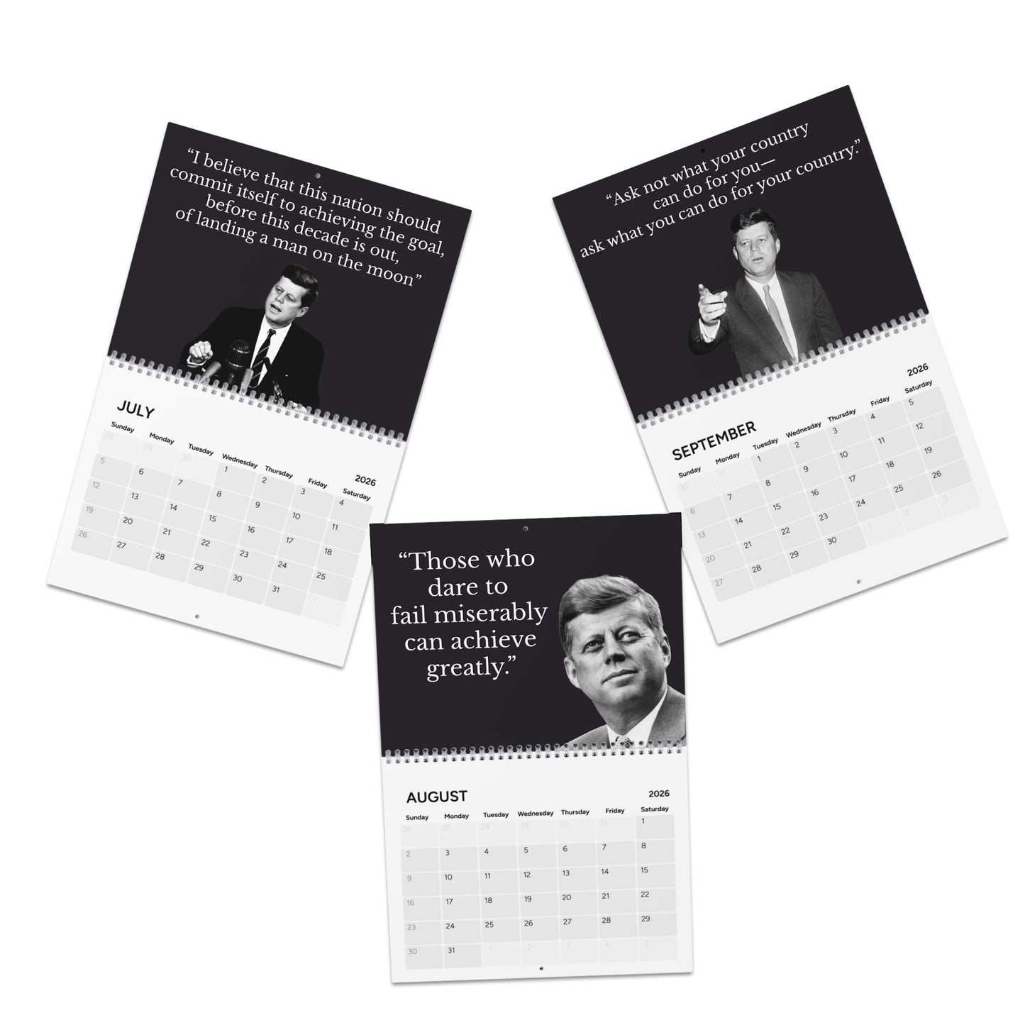 President John F. Kennedy Quote (Grid Style) 2026 Calendar
