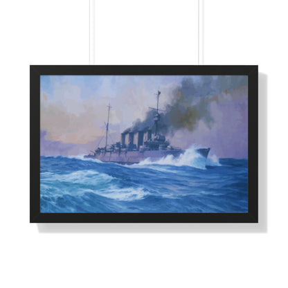 HMS Southampton at the Battle of Jutland Framed Painting Poster